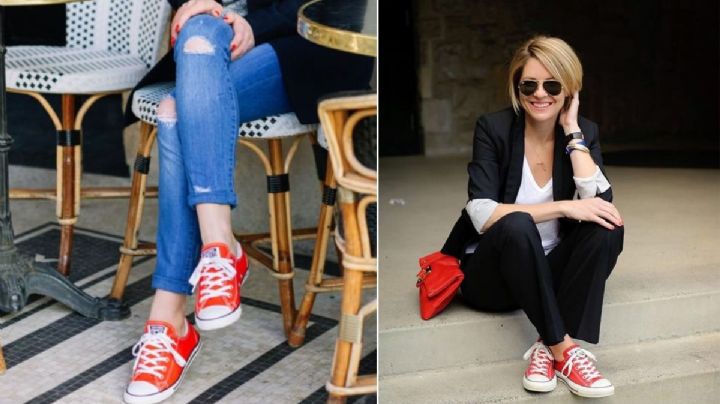 ¿Cómo combinar unos tenis rojos? 5 looks para usarlos y verte bonita